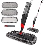 Homgif golvmopp, 135 cm, med sprayfunktion, 750 ml, spraymopp, hem, kök, mopp, golvrengöring med 3 tvättbara mikrofiberöverdr