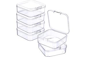 JETEC 6 Pieces Mini Plastic Clear Beads Storage Containers Box for Collecting Small Items, Beads, Jewelry, Business Cards, Game Pieces, Crafts (2.13 x 2.13 x 0.79 Inch)