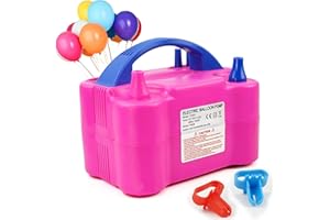 SHOOCOO Electric Air Balloon Pump, Portable Dual Nozzle Electric Balloon Inflator for Party Decoration, AC220-240V 600W Balloon Blower Pump Inflation (Rose Red)