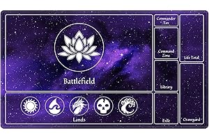EDGFRTOIO MTG Playmat Stitched with Magic Zone for MTG Card Game Playing, Commander Board Game Desk Mat Duel Mat Card Battles Binder Deck 24x14inches for Beginner, Galaxy Purple Mana