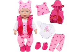 ZITA ELEMENT 5PCS Baby Doll Clothes for 16-18 Inches Baby Dolls, Baby Doll Clothes Sweet Outfits for 33-45cm Baby Doll(Not Include Doll)
