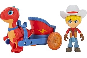 DINO RANCH Streitwagen Comprend Le Char Blitz de 12,5 cm et Jon Le Dino Rancheur de 7,5 cm-Trois Styles à Collectionner-Jouets pour Enfants avec Vos éleveurs pré-westoriques préférés, DNR0010, Multi