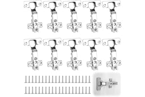 KILDOWS 10 Charniere Porte Placard 110° Charnière Porte Cuisine avec Amortisseur avec 40 Vis, Complètement Recouvrante Charnieres, Full Overlay Charnière à Rouleau Froide pour cuisine porte placard