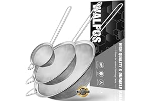 Walfos Lot de passoires à mailles fines en acier inoxydable de qualité supérieure, avec cadre renforcé et poignée robuste, parfaits pour tamiser, égoutter et rincer les légumes, les pâtes et le thé