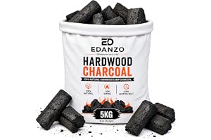 EDANZO Premium Hardwood Lump Charcoal for BBQ Grill, Tandoor & Sigri | Natural Wood Coal | Low Smoke | Long Burning | Large Pieces (5 kg)