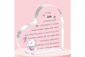 FCZIVA Zia Acrilico Cuore Placca Targhe e Cartelli Decorativi Ornamenti Donne Festa della Madre Regali Scrivania Segno Personalizzato Compleanno Regalo Natale Zietta Pensionamento Grazie Apprezzare Ricordi