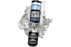 PROCREA® 1 x Premium Sanitary Silicone "Bathroom & Kitchen" (Manhattan) [with Anti-Mould Formula] Sealant for Indoor and Outdoor Use - Universal Silicone in Professional Quality (Grey) - Made in