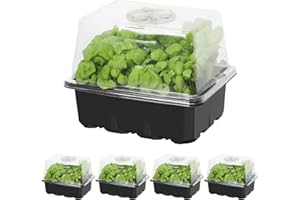 MIXC Juego de 10 bandejas de Semillas, Kit de Inicio de Semillas, 60 Celdas Grandes, Mini propagador de Plantas con cúpulas ventiladas por Humedad y Base para Semillas de Inicio de Invernadero (6