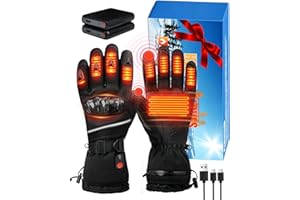 Lorrtta Heated Gloves for Men Women, Upgrade Heated Motorcycle Gloves with Anti-Drop Design, 6000mAh Battery Rechargeable Winter Gloves for Skiing Motorcycle Cycling Fishing