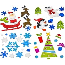JOFONY - Lot De 2 Autocollants Géants Pour Fenêtre De Noël (Père Noël Et Bonhomme De Neige) - 42,5 X 90 Cm - Réutilisables Et Faciles à Coller - 13