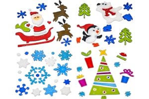 YLAB Pegatinas de Navidad para ventana, 4 hojas, adhesivos de gel de Navidad - Decoraciones