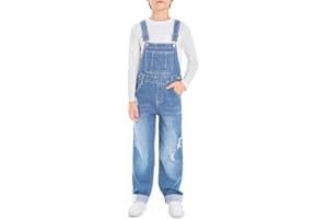 Haloumoning Boys Denim Dungarees with Adjustable Straps and Handy Tool Pockets 5-14 Years