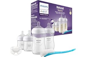 Philips Avent Baby Bottle Newborn Gift Set - 4 Baby Milk Bottles, Ultra-Soft Pacifier and Bottle Brush, Babies Aged 0-12 Months+ (Model SCD838/11)