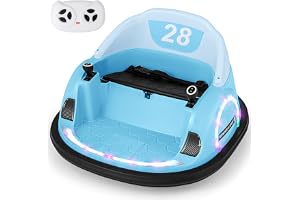 COSTWAY 12 V Bilscooter Barn med Fjärrkontroll, Elektrisk Stötfångare Bil med 360 ° Vridbarhet, Musik och Ljus, Elbil för Bar