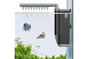 Pawfly 300 L/H Filtro per Acquario 3 W Filtro Piccolo per Vasche da Pesci Interno Sommergibile Silenzioso con Spugna Filtrante e Pompa dell'Acqua Regolabile per Acquari da 30-80 Litri