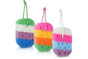 KFHENSOMR 3 Stück Badeschwamm Peeling Schwamm weiche Duschschwämme für Frauen wiederverwendbare Körperschwämme Luffa Körperschrubber Badeschwamm Badezubehör für Waschschrubber Größe 15cm Oval