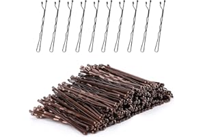 Laicky Bobby Pins, 200Count Brown Hair Pins Hair Grips with Box for Women Lady Girls Kids Kirby Grips Invisible Wave Hairgrip Barrette Hairclip Bulk Hair Accessories (Brown 5.2CM)