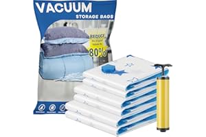 UOUNE Vacuum Storage Bags, 6 Combo (2 Jumbo, 2 Large, 2 Medium) Reusable Space Saver Bags Vacuum Compression Zipper Storage Bags with Airtight Valve and Hand Pump,Work with Vacuum Cleaner