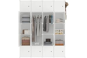‎HENGMEI HENGMEI Kleiderschrank Würfelregal PP-Kunststoff Kleiderständer (20 Boxen, Weiß)