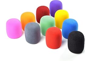 Gsrhzd Pack of 10 Colourful Microphone Wind Protection, Microphone Foam Protective Cover, Foam Protective Cover to Make the Microphone Dustproof, Drop-Proof, Antibacterial and Windproof (10 Colours)