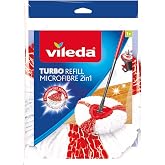 Vileda Turbo 2in1 EasyWring&amp;Clean Mop Replacement Head, Microfiber Heads with Electric Fibers for Vileda Turbo Games, Also fo