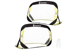 COLORBABY Real Madrid Set 2 porterías fútbol Pop-up, 120 x 80 x 80 cm, Incluye Bolsa de Transporte, Estructura Plegable, Montaje fácil, optimo para jardín o Parque, Desde 3 años (77595)