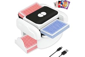 DOMIXO Automatic Card Shuffler Machine for 1-2 Decks, Rechargeable Electric Card Shuffler with One-Press AUTO & Manual Mode, Portable Playing Card Shuffler for Poker, UNO, Skip-Bo, Phase 10 & Party Games