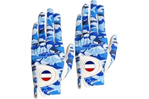 FINGER TEN Gant De Golf Homme Main Droite Gauche avec France Marqueur De Balle Cuir 2 Pack, Gants De Golf Durable Doux Confortable Taille S M L XL Sport