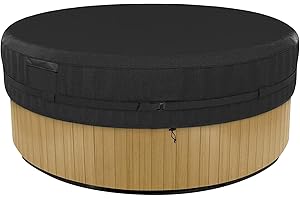 AXPQHL Round Whirlpool Cover, Anti-UV Outdoor SPA Covers, Spa Hot Tub Covers, Dust Cover, Swimming Pool, Dust Cover, Waterproof, Black (190 x 30 cm)