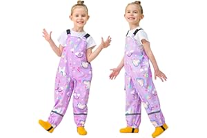Baogaier Pantalon de Lluvia para Niños, Peto Impermeables Infantil y Resistentes al Viento, Unisex Pantalones Ligero Transpirables Reflectante para Barro, sin Forro, para Niña Nino 2-7 años