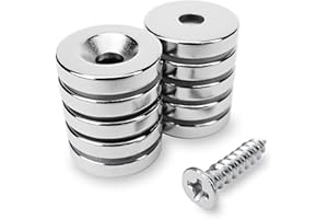 Sensei 10 pièces Aimant Néodyme, Anneau Magnétique 15x3 mm avec Trou, 2,4 kg force + 10 vis incluses