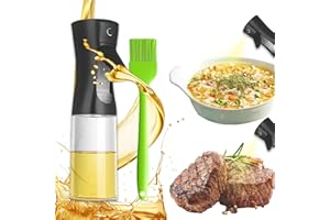 Zamety Vaporisateur Huile 300ml Spray Huile Cuisine Multifonctionnel en Verre Noir Pulverisateur Huile avec Brosse à Huile Verte, pour Cuisine, Barbecue, Cuisson, Salade et Air Fryer
