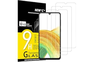 NEW'C 3 Pezzi, Vetro Temperato per Samsung Galaxy A33 5G, Pellicola Prottetiva Anti Graffio, Anti-Impronte, Senza Bolle, Durezza 9H, 0,26mm Ultra Trasparente, Ultra Resistente