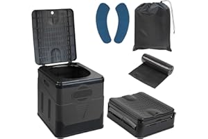 Montafox Toilette Portatile Campeggio Pieghevole Max 150 kg WC Mobile Gabinetto 12 Sacchetti Igienici Stabile