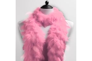 KOPPER-24 Federboa Feder-Schal, ca. 180 cm Länge Hergestellt aus echten gefärbten Federn - Perfektes Kostüm-Accessoire, Charleston, 20er Jahre, Flapper, Karneval, Mottoparty, Basteln, Deko (Rosa)