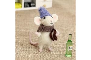 Yawdil Halloween Mice Needle Felting Starter Kit DIY Wool Felt Materials Set Felted Wool Animals Needle Felted Christmas Mouse DIY Mouse Animal Toy Kit for Hallowmas Christmals Decor