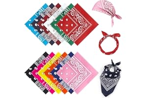 AWUMBUK Bandana Donna & Uomo- 12 Bandane Colorate, Square Paisley Foulard Multiuso - Stylish Fascia Capelli - Per Feste Cowboy, Sport Estivi e Accessori (55 x 55 cm)