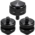 3 Pack Camera Hot Shoe Mount Adapter with 1/4"-20 Screw for DSLR Camera Rigs,Improved Flash Compatibility with Dual Nut Set
