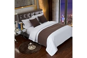 BIIKOON Bed Runner for Foot of Bed Solid Color Bed Scarf Modern Bedding Cover Bed End Throw Towel Linen Bedspread Protection for Hotel Wedding Room, Brown 210X50cm for 150cm bed