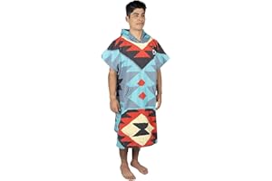 COR Surf Poncho Cambiador de Toalla con Capucha y Bolsillo Delantero, se dobla como Toalla de Playa y Manta, Hecha de Microfibra de Secado rápido, para Adultos (Tribal-Tech)