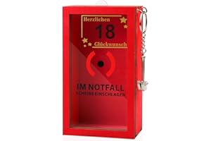 Anruzon - Original 18th Birthday Gift for Men and Women - 18th Birthday Money Gifts - Funny Emergency Box with Hammer and Rope - Decorative Wooden Box - Personalised Gift