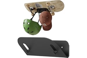 sciuU Support Mural Métal pour Skateboards Snowboards Longboards Skis Trottinettes - Étagère en Acier avec Crochets pour Casques et Équipement, pour Garage, Couloir et Maison