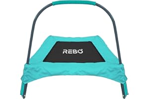 Rebo® Junior Bouncer Toddler Trampoline | Protective Frame Padding, Built-in Handle with Soft Easy Grip, Suitable for Indoor and Outdoor Use for Kids | OutdoorToys