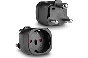 JIUGGLAD 2 Stück Adapter südafrika, Stecker Südafrika, Adapter Südafrika Steckdose, Südafrika Adapter, EU nach Südafrika Reiseadapter für Südafrika, Namibia,Botswana, Bhutan, usw.