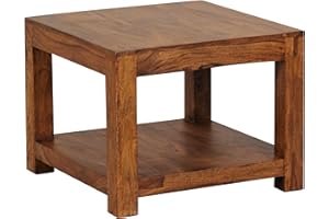 FineBuy kawowy FineBuy Lite drewno 60x45x60 cm Stolik w stylu wiejskim | Stół do salonu ze schowkiem Elegant Small | Projektant tabeli End