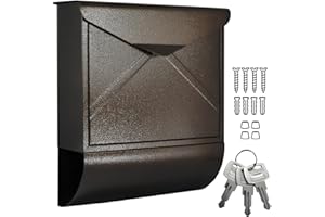 ALSTEN TECH Designer Briefkasten Wandbriefkasten Postkasten mit Zeitungsrolle Zeitungsfach Braun Bronze Antik