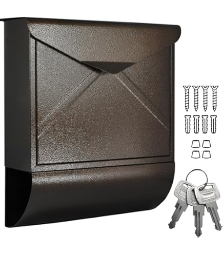 K10348 Boîte Aux Lettres Côme, Marron, Serrure Cylindrique Avec 2 Clés
