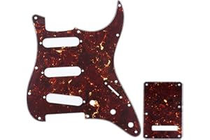 Musiclily SSS 11 Fori Strat Battipenna e Piastra Copri Molle Set per Chitarra Elettrica Fender USA/Messico Stratocaster Standard Stile Moderno,4 strati Tartarugato