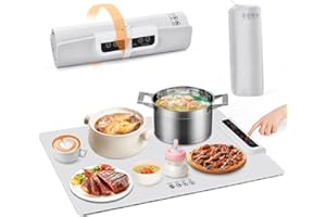 LNOPEVER Alfombra Calefactora Comida, Silicona Calienta Platos PortáTil, Calentador De Comida Ajustable 60-100℃, Material De Nanosilicona Plegable