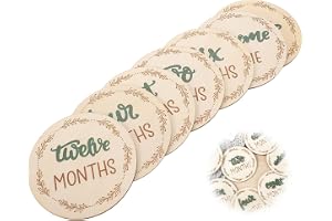 Baby Monthly Milestone Cards Sign, Double Sided 3D Baby Milestone Signs, Baby Growth Cards, Milestone Wooden Circles, Baby Milestone Pictures, Double Sided, for Baby Boy Girls 1-12 Months, 7 Pcs